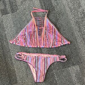Colorful Striped Bikini Set